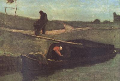 Vincent Van Gogh Peat Boat with Two Figures (nn04) china oil painting image